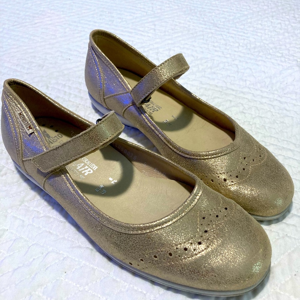 Mephisto, Gold-Metallic, Velcro-Close, Mary Jane